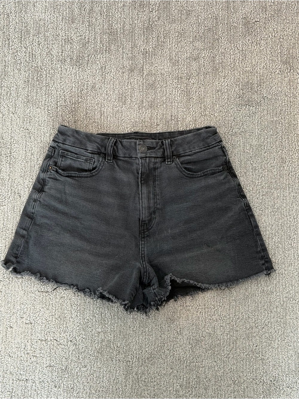 American Eagle Outfitters Black High-Rise Frayed Denim Shorts